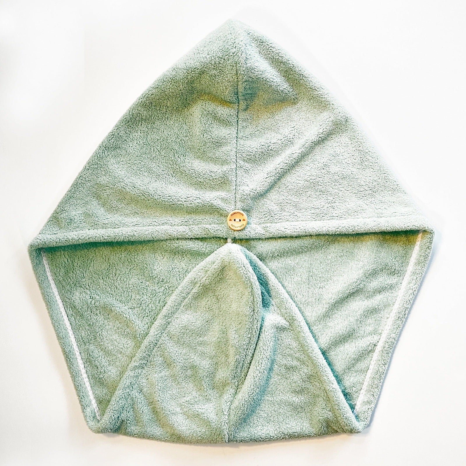 Curlytops Green Microfibre Hair towel for plopping and drying curly hair