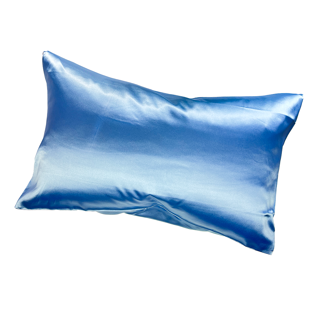 Blue satin pillowcase