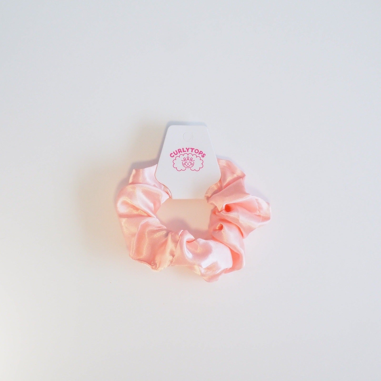 Curlytops Pink Satin Hair Scrunchie for curly hair protection 