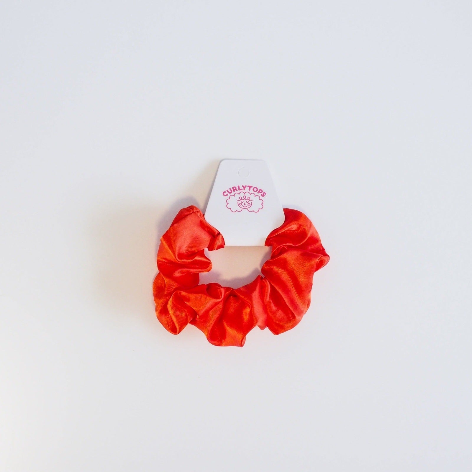 Curlytops Red Satin Hair Scrunchie for curly hair protection 
